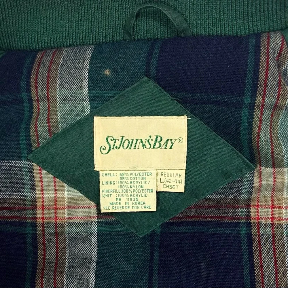 Vintage 90s St John's Bay hunter green‎ flannel lined mountain parka men's large